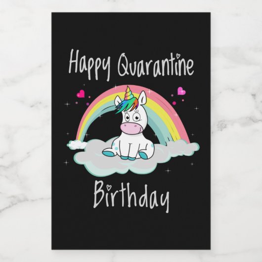 Quarantine Birthday Unicorn-regenboog Voedselcontainer Etiket (Enkel label)