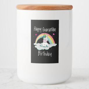 Quarantine Birthday Unicorn-regenboog Voedselcontainer Etiket