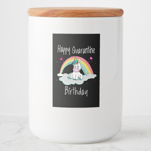 Quarantine Birthday Unicorn-regenboog Voedselcontainer Etiket (Voorkant)