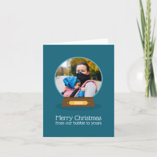 Quarantine Bubble Merry Kerstfoto Feestdagen Kaart