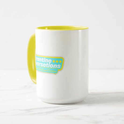 Quarantine Conversations COVID-19 Mok (Voorkant links)