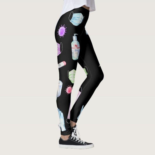 Quarantine Covid 2020 Gezichtsmasker Sanitizer Pat Leggings (Rechts)
