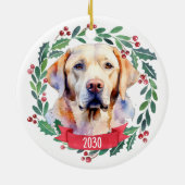 Quarantine Covid Kerstmis Masker Santa Dog Keramisch Ornament (Achterkant)