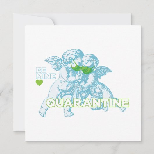 Quarantine Cupid Valentijn Square Card. Wees de mi Feestdagenkaart (Voorkant)