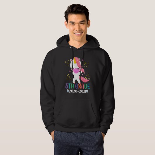 Quarantine Dabbing 8th grade Unicorn Back to Schoo Hoodie (Voorkant volledig)