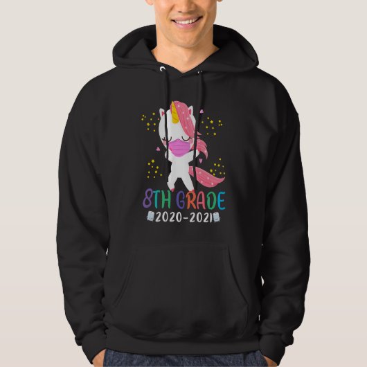 Quarantine Dabbing 8th grade Unicorn Back to Schoo Hoodie (Voorkant)