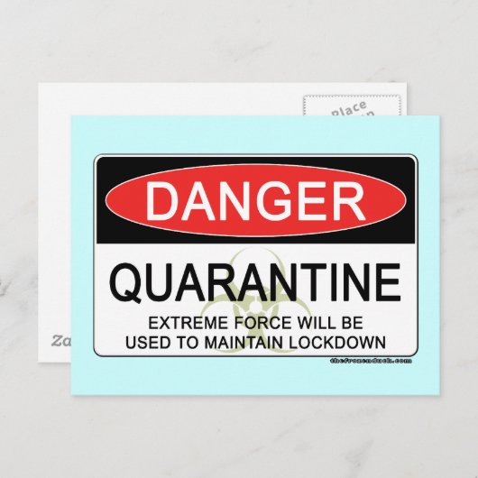 Quarantine Danger Sign Briefkaart (Voorkant / Achterkant)