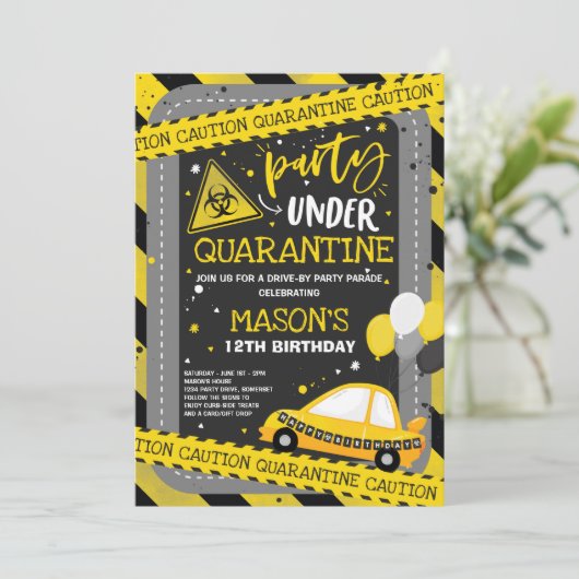 Quarantine Drive-By Birthday Party Parade Kaart (Staand voorkant)