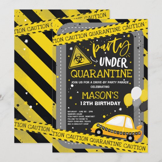 Quarantine Drive-By Birthday Party Parade Kaart (Voorkant / Achterkant)