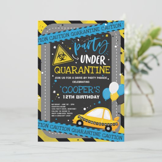 Quarantine Drive-By Birthday Party Parade Kaart (Staand voorkant)