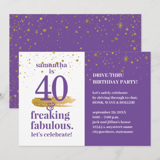 Quarantine Drive Thru 40 en Fabulous Birthday Kaart (Voorkant / Achterkant)