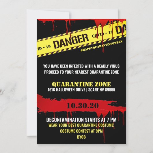 Quarantine Halloween Party Kaart (Voorkant)