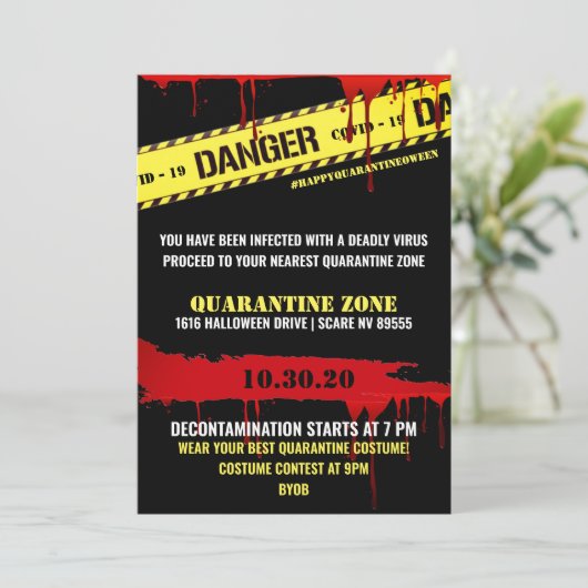 Quarantine Halloween Party Kaart (Staand voorkant)