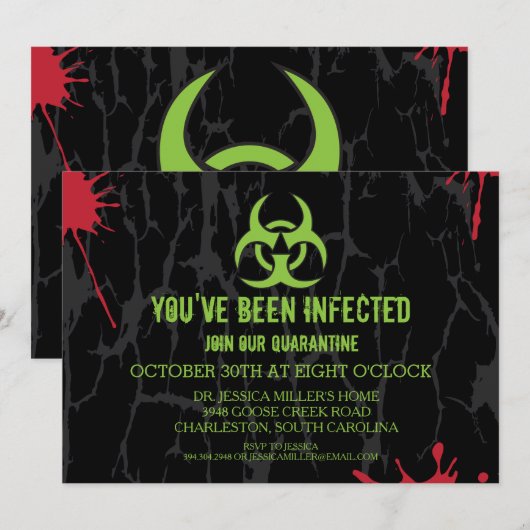 Quarantine Halloween Party Kaart (Voorkant / Achterkant)