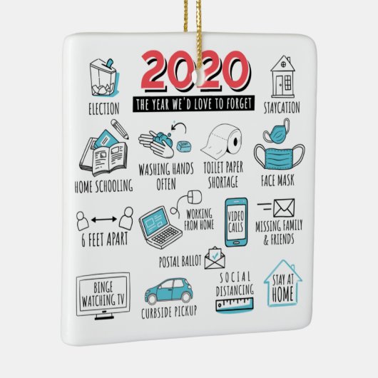 Quarantine kerstfeest 2020 herdenkingsjaar keramisch ornament (Rechts)