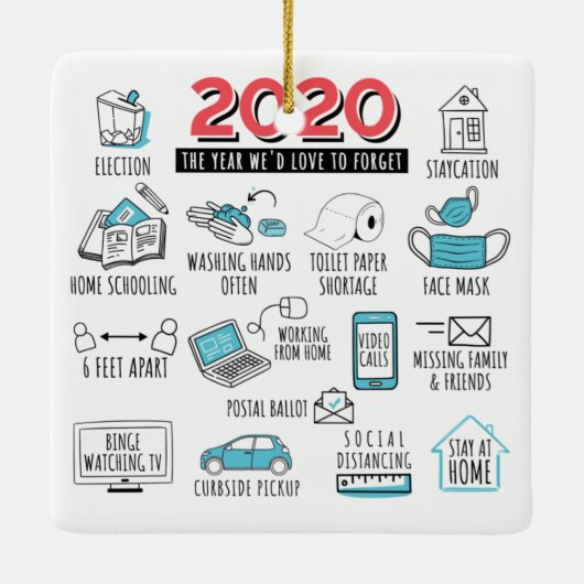Quarantine kerstfeest 2020 herdenkingsjaar keramisch ornament (Achterkant)