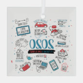 Quarantine kerstherdenking 2020 Pandemisch Glas Ornament (Achterkant)