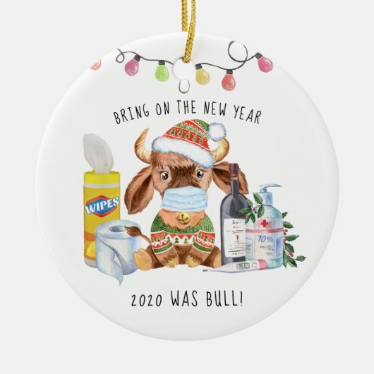 Quarantine Kerstmis | Funny 2020 Herdenking Keramisch Ornament (Voorkant)