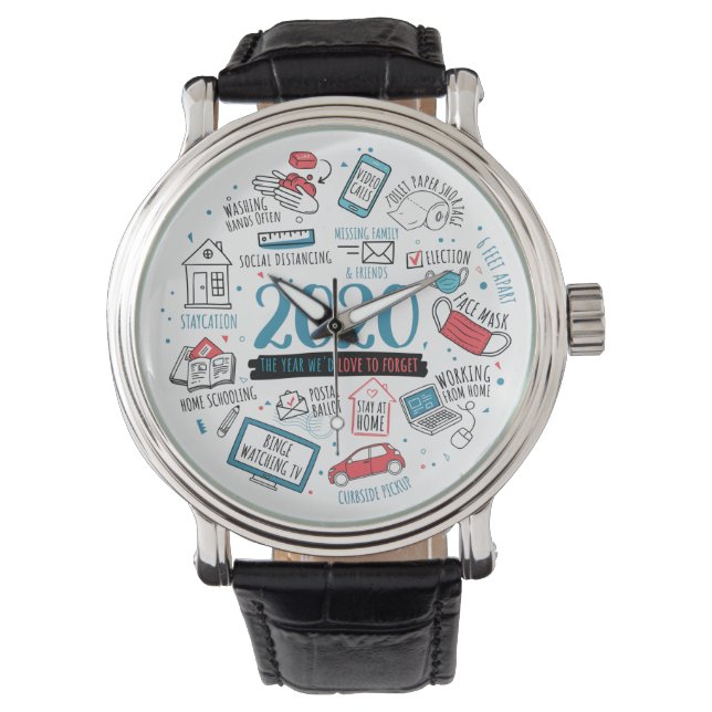 Quarantine Memorabilia Funny 2020 Herdenking Horloge (Voorkant)