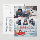 Quarantine Merry Kerstmis Rustic 4 PHOTO Greeting Briefkaart (Voorkant / Achterkant)