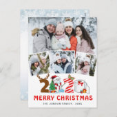 Quarantine Merry Kerstmis Rustic 4 PHOTO Greeting Feestdagenkaart (Voorkant / Achterkant)