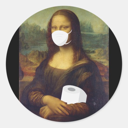 Quarantine Mona Lisa Ronde Sticker (Voorkant)