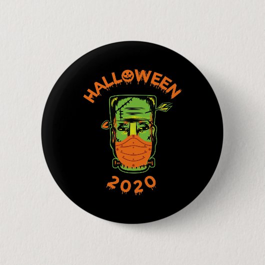 Quarantine-o-ween Frankenstein met Mask' Collecta Ronde Button 5,7 Cm (Voorkant)