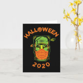 Quarantine-o-ween frankenstein Met Masker' Collect Kaart (Gele Bloem)