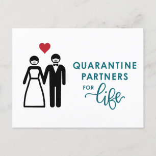 Quarantine Partners voor het leven   Blauw Aankondigingskaart