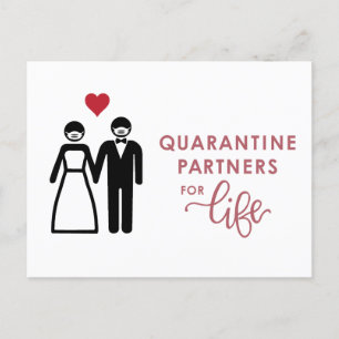 Quarantine Partners voor het Leven   Roze Aankondigingskaart