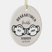 Quarantine Passen getrouwd Pandemic Face Mask Keep Keramisch Ornament (Rechts)