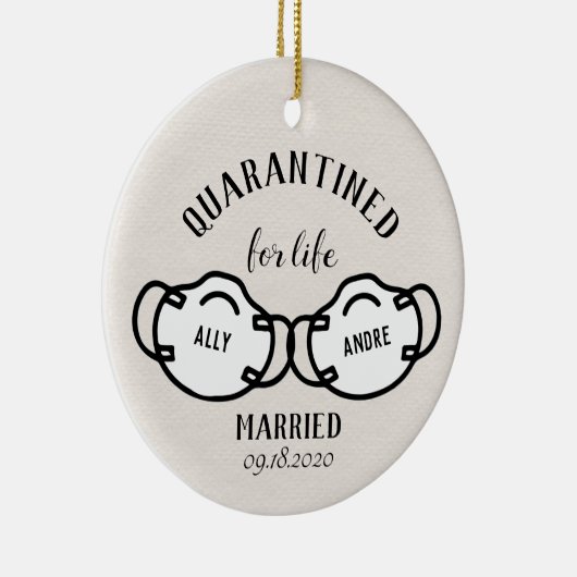 Quarantine Passen getrouwd Pandemic Face Mask Keep Keramisch Ornament (Rechts)