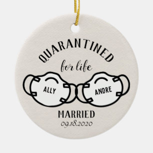 Quarantine Passen getrouwd Pandemic Face Mask Keep Keramisch Ornament