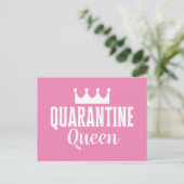 Quarantine Queen 2020 Pink Girly Virus Briefkaart (Staand voorkant)