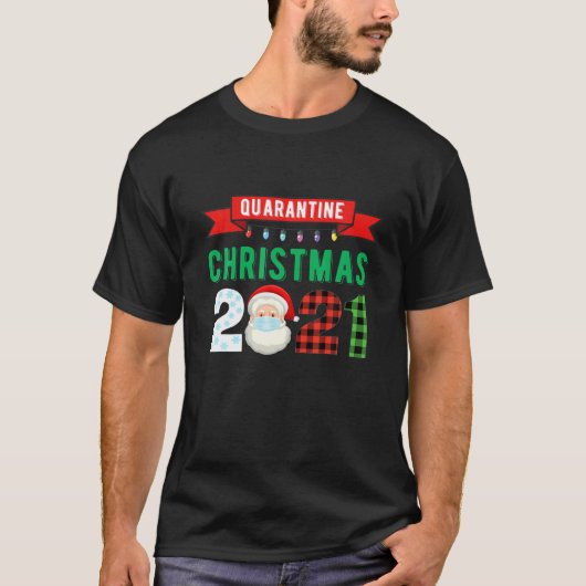 Quarantine Santa Kerstpyjama Familie Funny Xm T-shirt (Voorkant)
