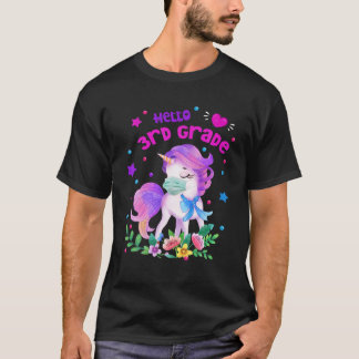 Quarantine Unicorn Hallo 3Rd Grade Funny Quarantin T-shirt