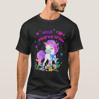 Quarantine Unicorn Hallo Fourth Grade Funny Quaran T-shirt