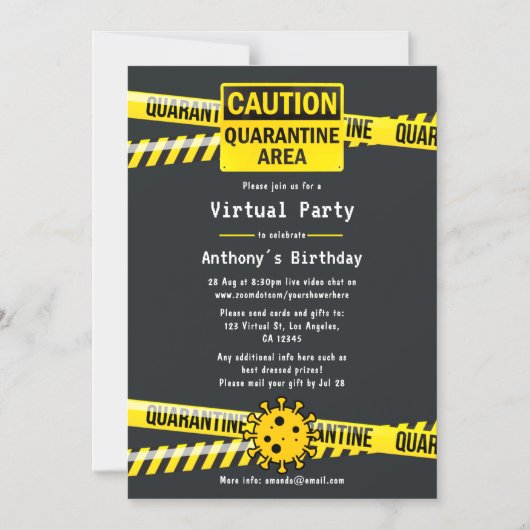 Quarantine Virtual Birthday Party Magnetische Uitnodiging (Voorkant)