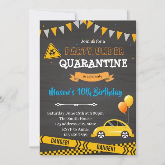 Quarantine virtueel verjaardagsuitnodiging kaart (Voorkant)