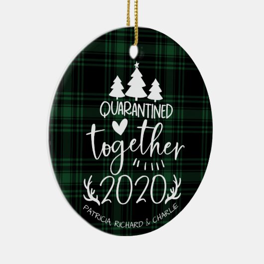 Quarantined Together Cute Covid kerst Green Keramisch Ornament (Rechts)