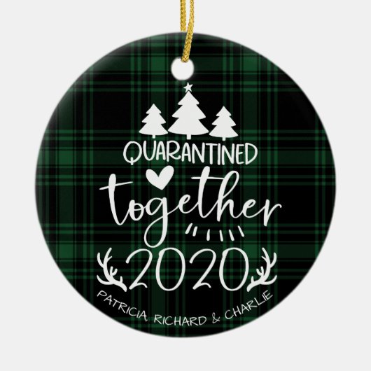 Quarantined Together Cute Covid kerst Green Keramisch Ornament (Voorkant)