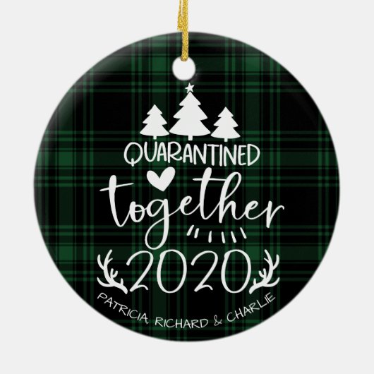 Quarantined Together Cute Covid kerst Green Keramisch Ornament (Achterkant)