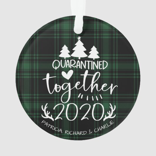 Quarantined Together Cute Covid kerst Green Ornament (achterkant)