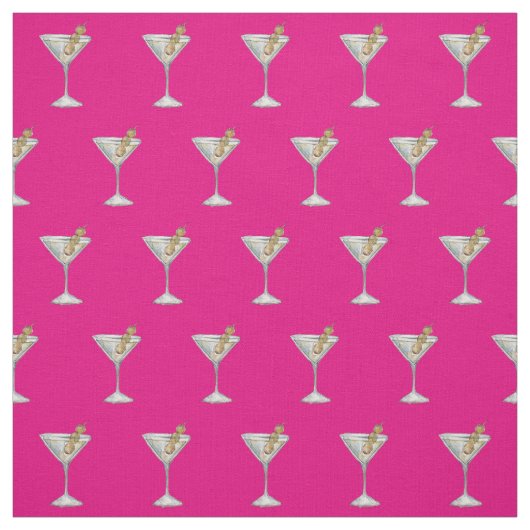 Quarantini Cocktail Pattern Face Mask Hot Pink Stof (Swatch)