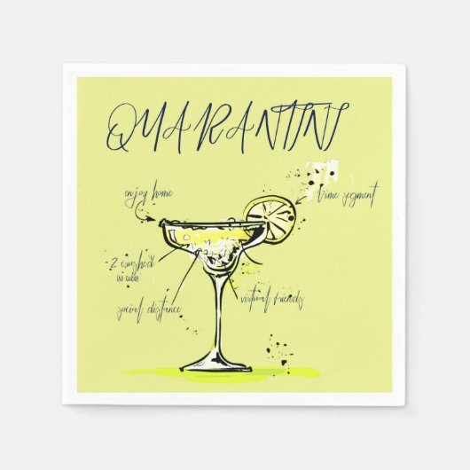Quarantini Covid Social Isolation Cocktail Recipe Servet (Voorkant)