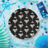 Quarantini Martini Cocktail Pattern Black Papieren Bordje (Feest)