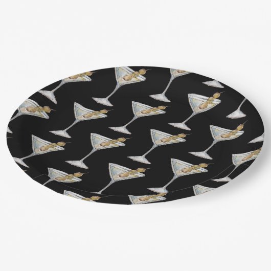 Quarantini Martini Cocktail Pattern Black Papieren Bordje (Gekanteld)