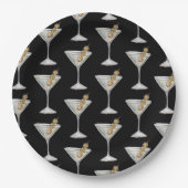 Quarantini Martini Cocktail Pattern Black Papieren Bordje (Voorkant)