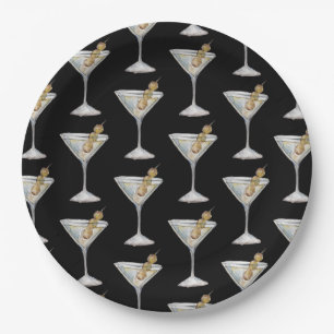 Quarantini Martini Cocktail Pattern Black Papieren Bordje