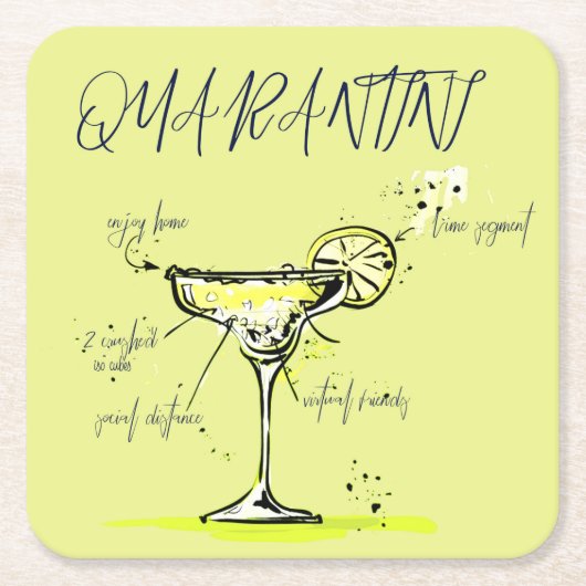 Quarantini Social Isolation Cocktail Recipe Kartonnen Onderzetters (Voorkant)